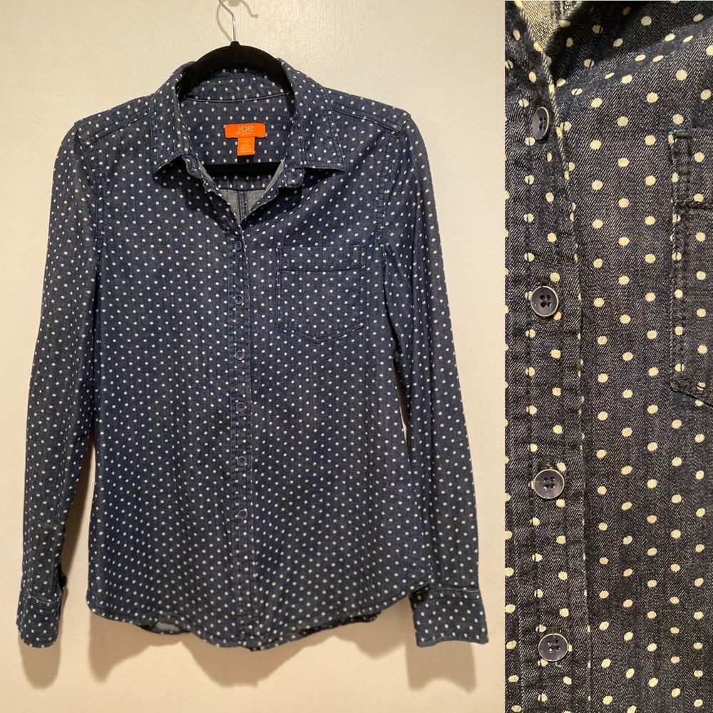 Denim polka dot button down